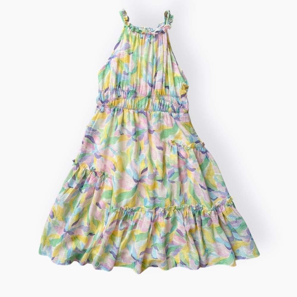 ZARA Kids Rainbow Pastel Tiered Ruffle Halter Dress